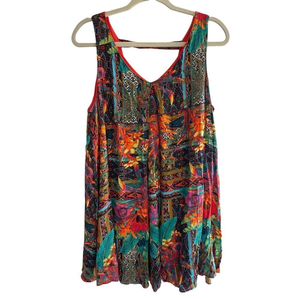 Umgee Tropical Boho A Line Swing Dress Women’s Size Medium Hawaiian Summer